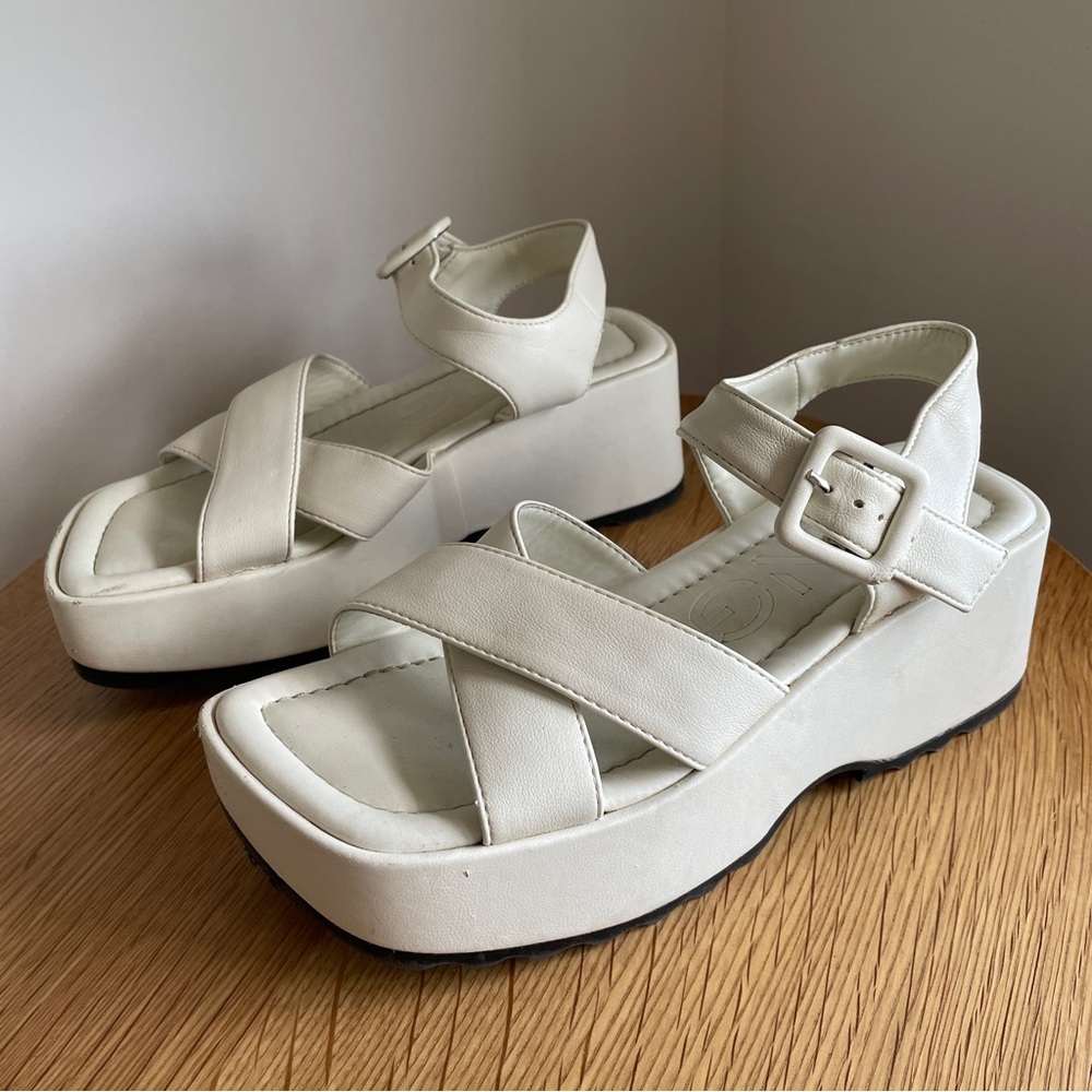 Mango white platform chunky sandals